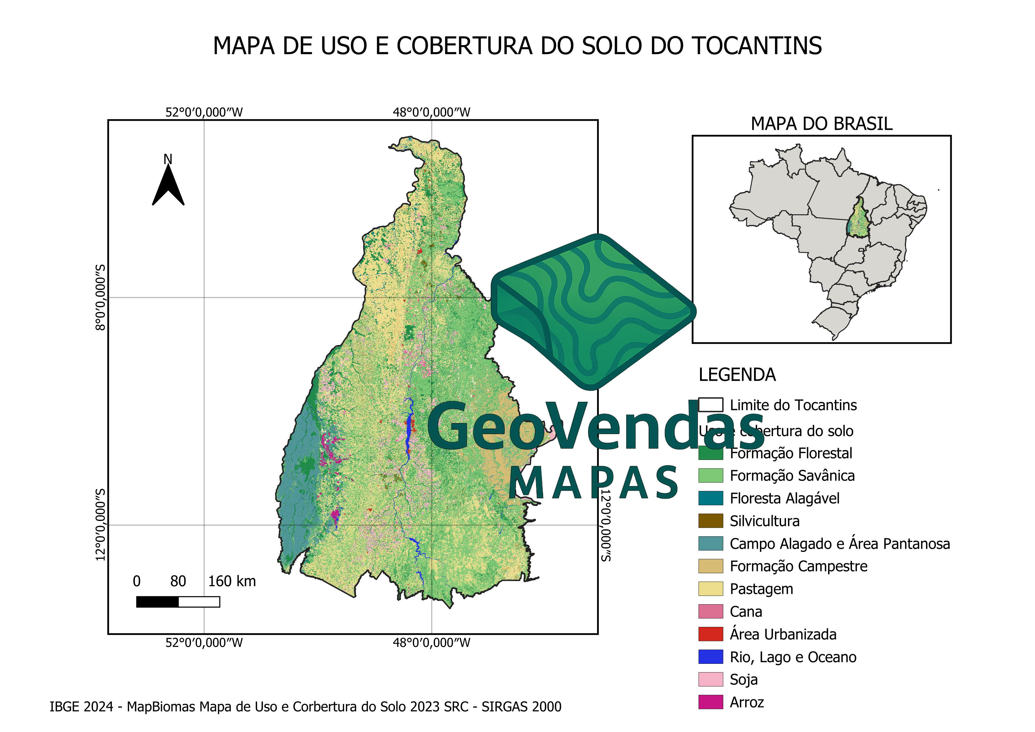 Mapa de Uso e Cobertura do Solo do Tocantins